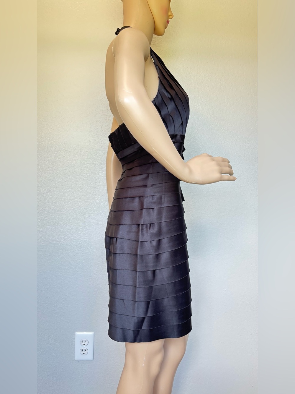 JS Collections Black Halter Bandage Cocktail Dress & Stole Wrap - Picture 9 of 15